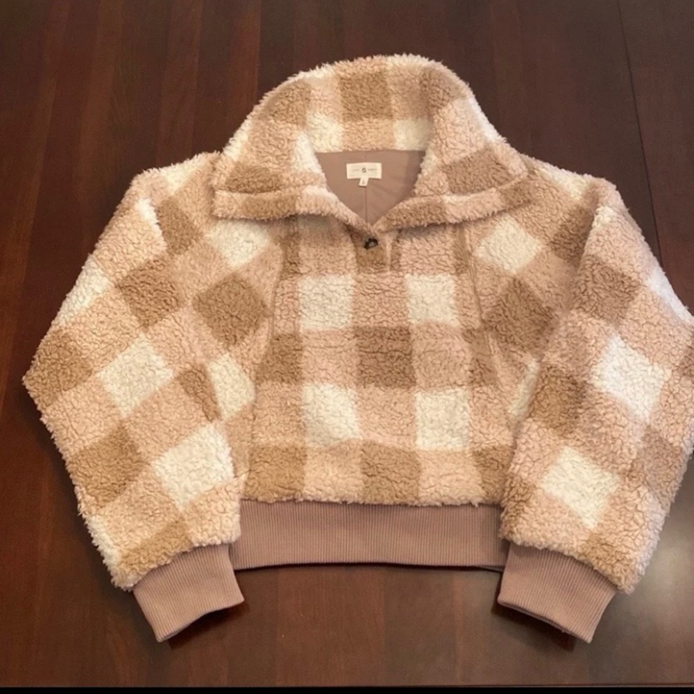 Lou & Grey plaid Sherpa pull over jacket